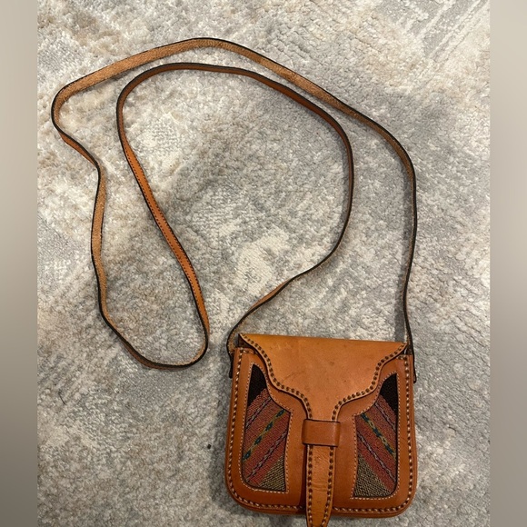 Handbags - Handcrafted Artisan Genuine Brown Leather Small Crossbody Shoulder Bag Art Boho